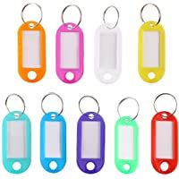 Rmeet Etiquetas con Llaveros Plástico-50 Pack Etiquetas de Colores Transparentes Llavero de Identificación con Ventana…